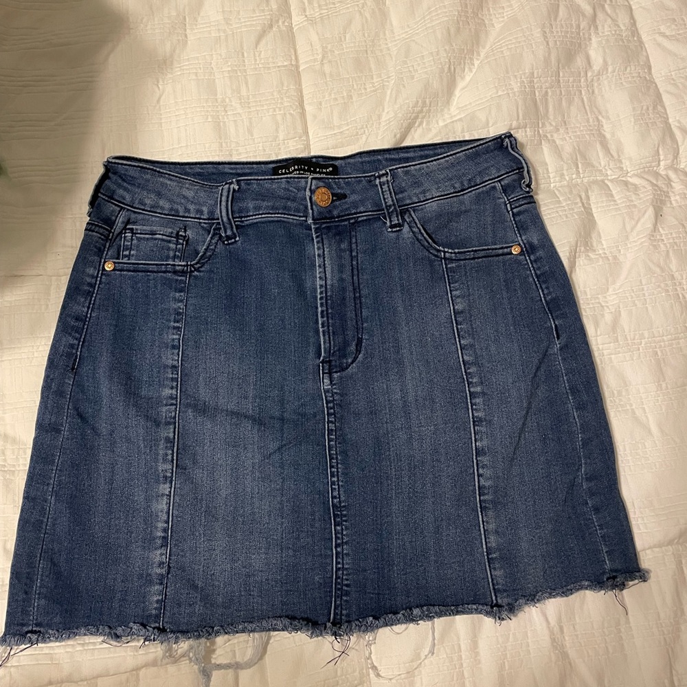 Celebrity pink jean skirt